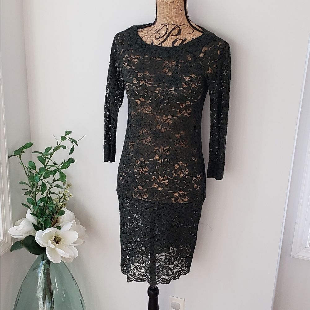 DVF Lace Dress Forest Green